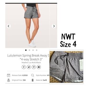NWT Lululemon Spring Break Away Shorts